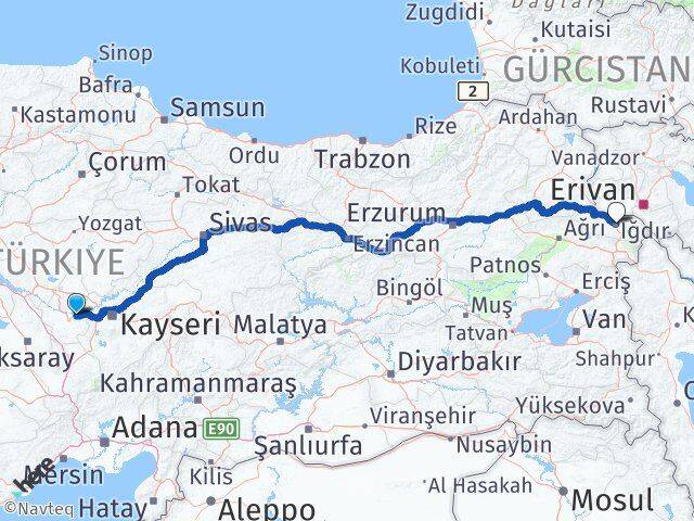 Nevşehir Avanos Iğdır Arası Kaç Km - Yol Haritası