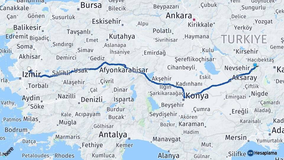 Nevşehir Avanos Manisa Arası Kaç Km - Yol Haritası