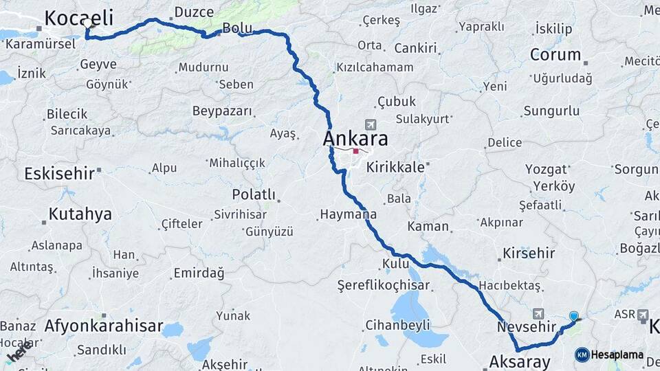 Nevşehir Avanos Sakarya Arası Kaç Km - Yol Haritası