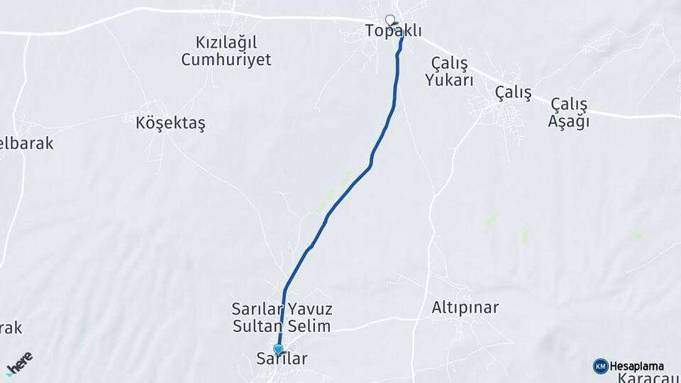 Sarılar Topaklı Arası Kaç Km - Yol Tarifi