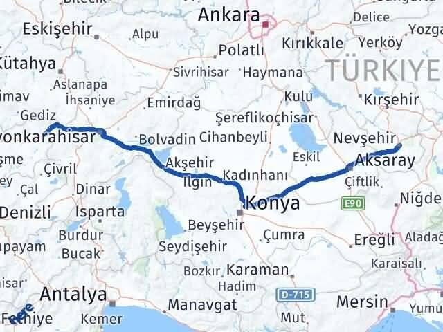 Nevşehir Banaz Uşak Arası Kaç Km - Yol Haritası