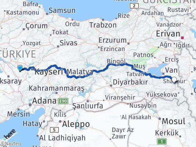 Nevşehir Başkale Van Arası Kaç Km - Yol Haritası