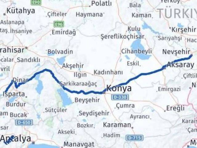 Nevşehir Başmakçı Afyonkarahisar Arası Kaç Km - Yol Haritası