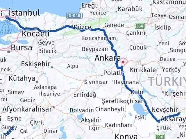 Nevşehir Beyoğlu İstanbul Arası Kaç Km - Yol Haritası