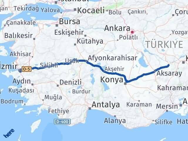 Nevşehir Buca İzmir Arası Kaç Km - Yol Haritası