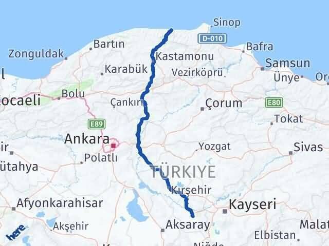 Nevşehir Çatalzeytin Kastamonu Arası Kaç Km - Yol Haritası