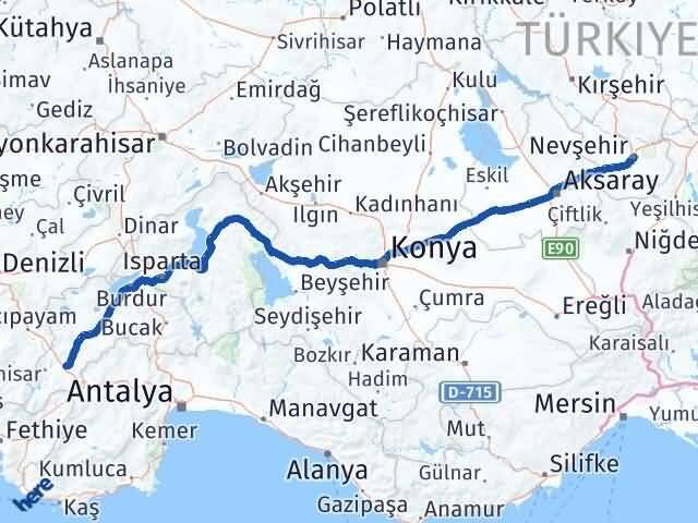 Nevşehir Çavdır Burdur Arası Kaç Km - Yol Haritası