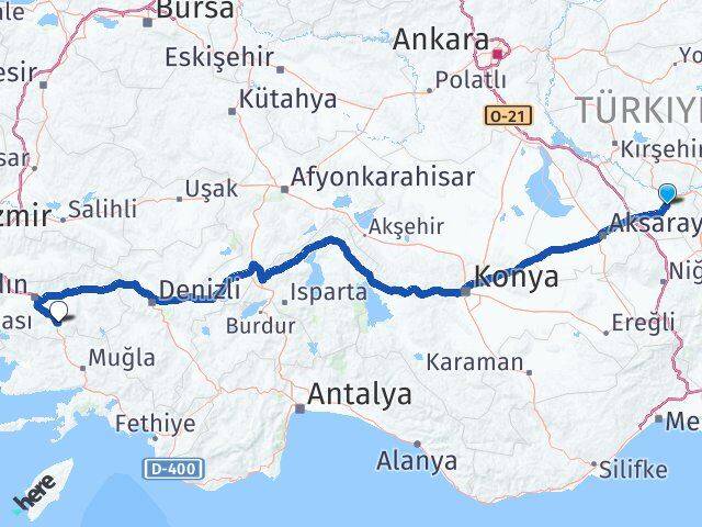 Nevşehir Çine Aydın Arası Kaç Km - Yol Haritası