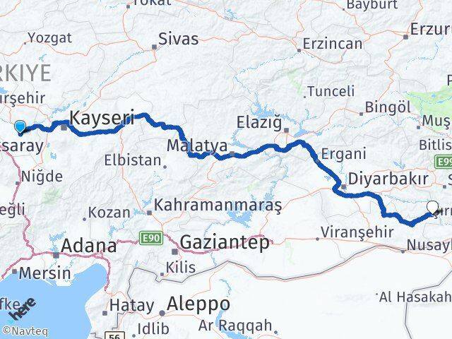 Nevşehir Dargeçit Mardin Arası Kaç Km - Yol Haritası