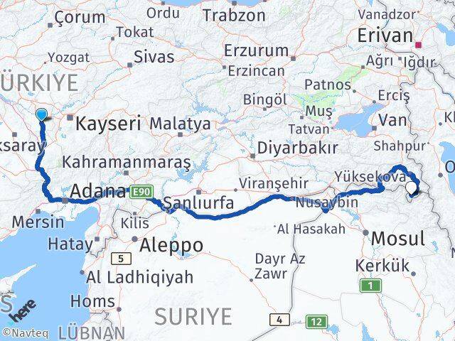 Nevşehir Derecik Hakkari Arası Kaç Km - Yol Haritası