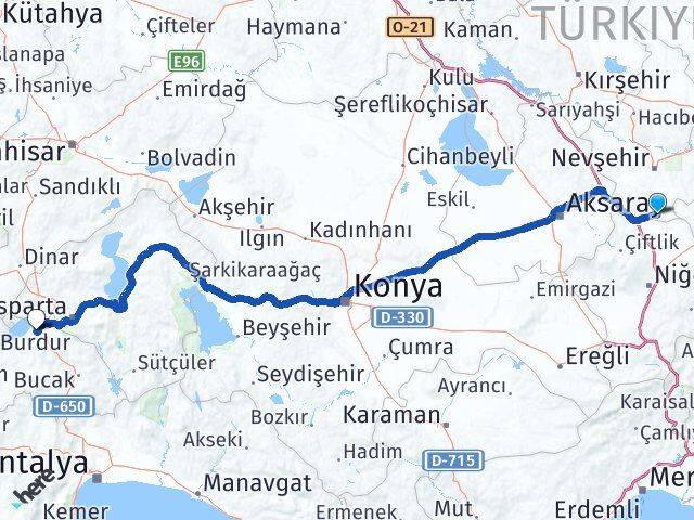 Nevşehir Derinkuyu Burdur Arası Kaç Km - Yol Haritası