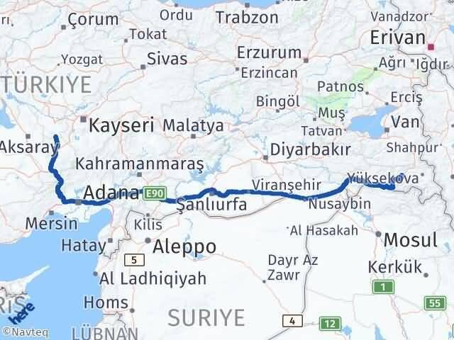 Nevşehir Derinkuyu Hakkari Arası Kaç Km - Yol Haritası