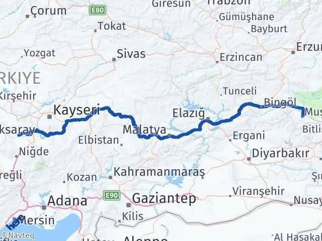 Nevşehir Derinkuyu Muş Arası Kaç Km - Yol Haritası