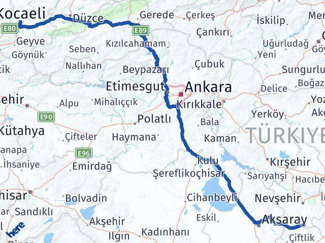 Nevşehir Derinkuyu Sakarya Arası Kaç Km - Yol Haritası