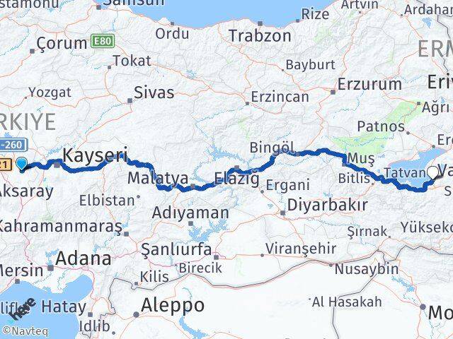 Nevşehir Edremit Van Arası Kaç Km - Yol Haritası