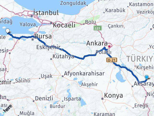 Nevşehir Erdek Balıkesir Arası Kaç Km - Yol Haritası
