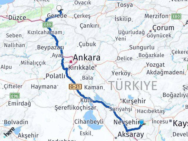 Nevşehir Eskipazar Karabük Arası Kaç Km - Yol Haritası