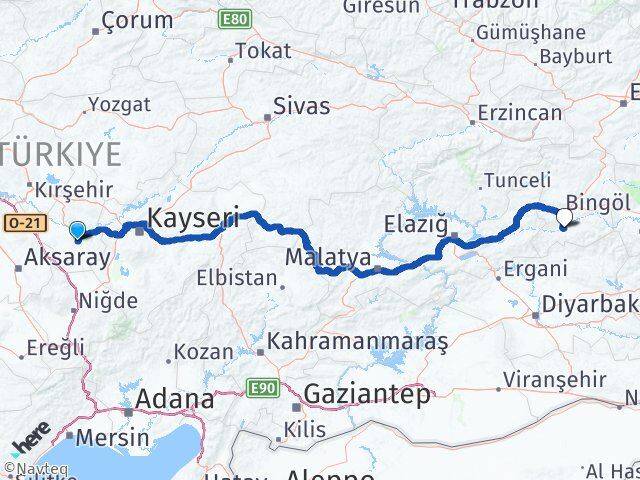 Nevşehir Genç Bingöl Arası Kaç Km - Yol Haritası