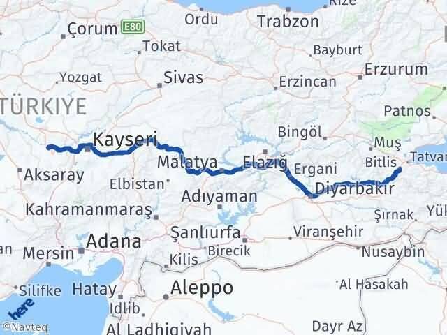 Nevşehir Gülşehir Bitlis Arası Kaç Km - Yol Haritası