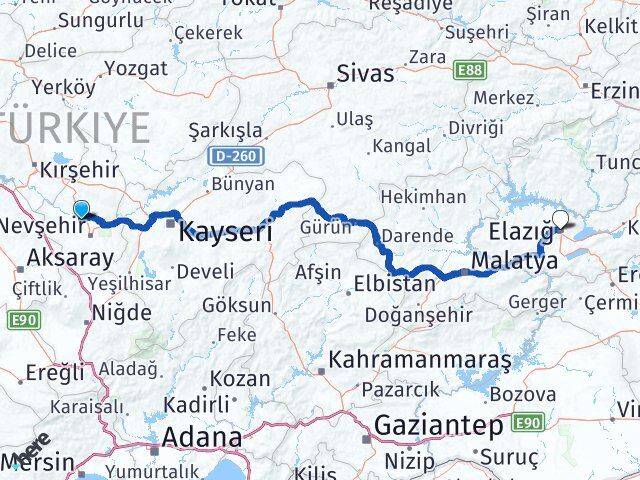 Gülşehir Elazığ Arası Kaç Km - Yol Tarifi