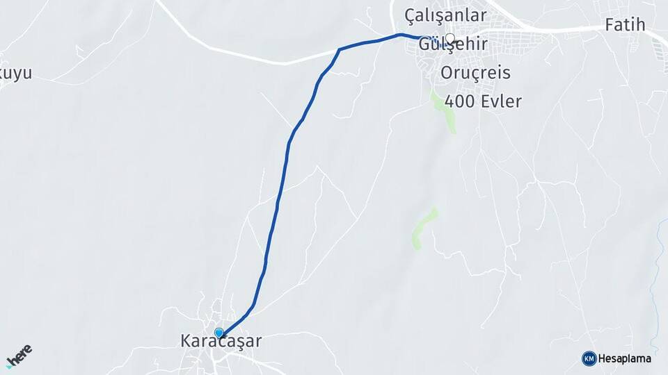 Karacaşar Gülşehir Arası Kaç Km - Yol Tarifi
