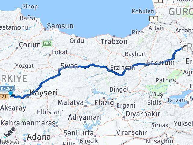 Nevşehir Gülşehir Kars Arası Kaç Km - Yol Haritası
