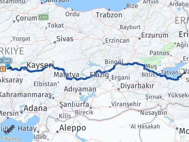 Nevşehir Gülşehir Van Arası Kaç Km - Yol Haritası