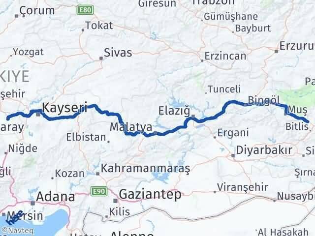 Nevşehir Güroymak Bitlis Arası Kaç Km - Yol Haritası