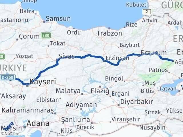 Nevşehir Hacıbektaş Ağrı Arası Kaç Km - Yol Haritası