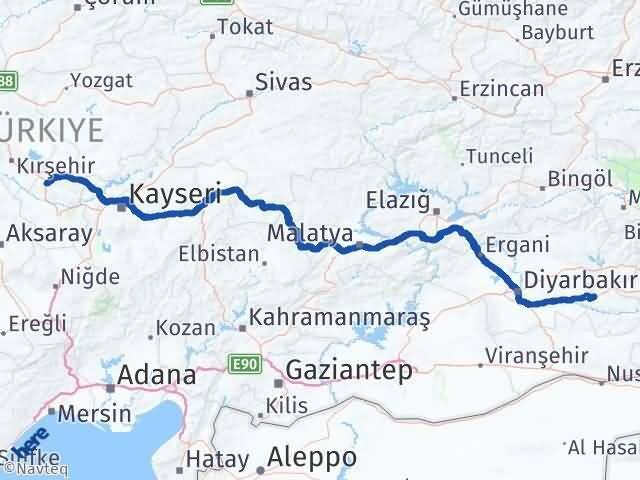 Nevşehir Hacıbektaş Batman Arası Kaç Km - Yol Haritası