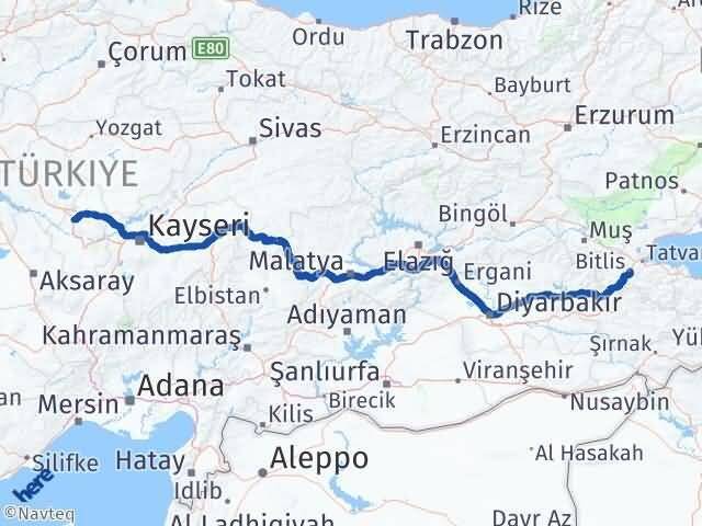 Nevşehir Hacıbektaş Bitlis Arası Kaç Km - Yol Haritası