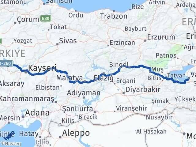Nevşehir Hacıbektaş Van Arası Kaç Km - Yol Haritası