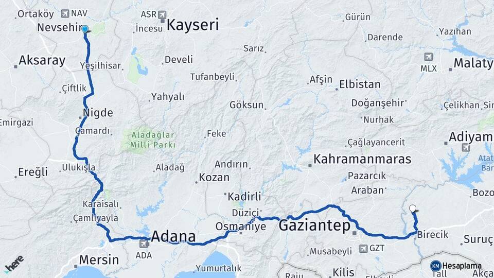 Nevşehir Halfeti Şanlıurfa Arası Kaç Km - Yol Haritası