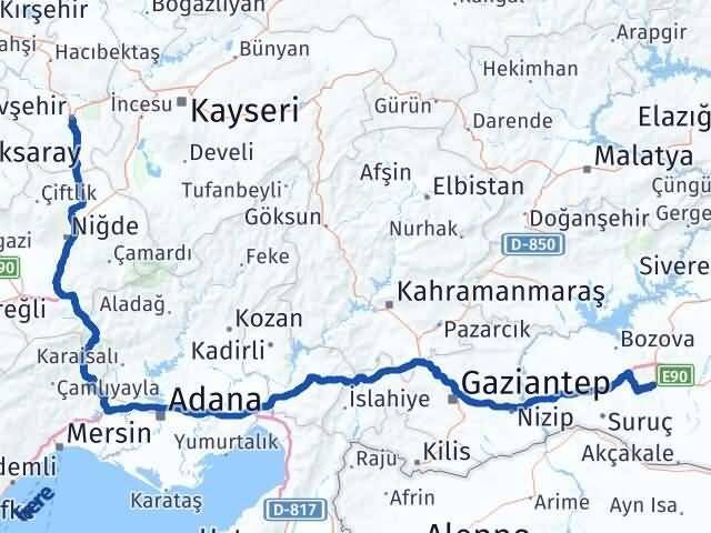 Nevşehir Haliliye Arası Kaç Km - Yol Tarifi