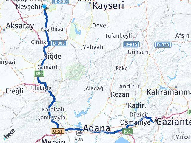 Nevşehir Hasanbeyli Osmaniye Arası Kaç Km - Yol Haritası