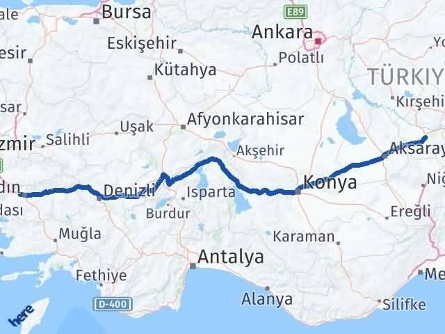 Nevşehir İncirliova Aydın Arası Kaç Km - Yol Haritası