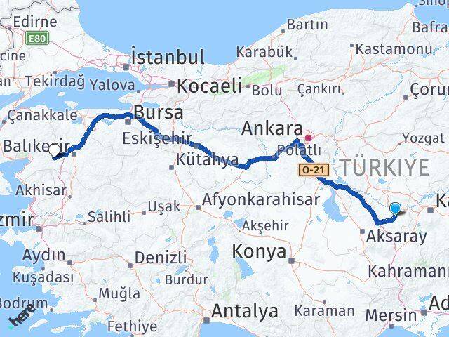 Nevşehir İvrindi Balıkesir Arası Kaç Km - Yol Haritası