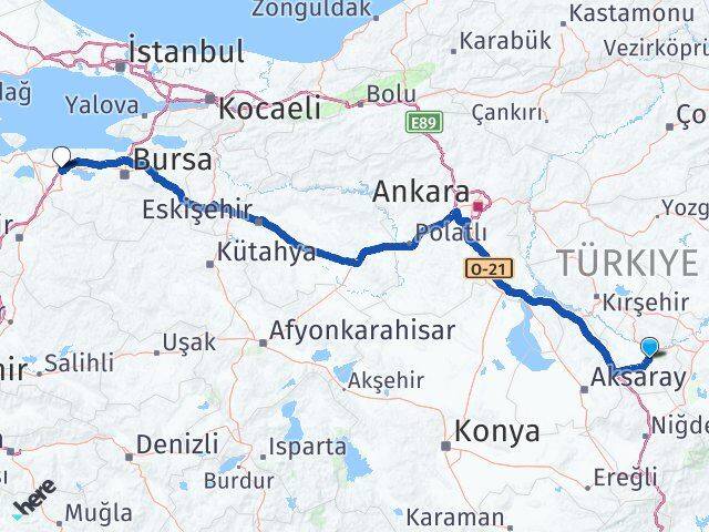 Nevşehir Karacabey Bursa Arası Kaç Km - Yol Haritası