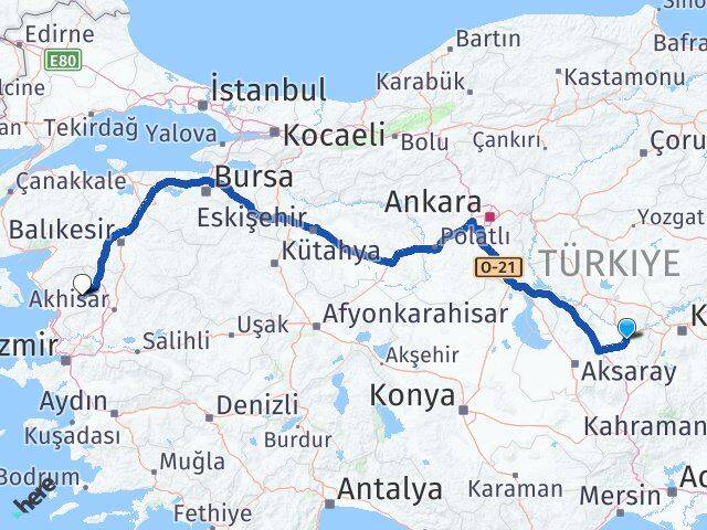 Nevşehir Kınık İzmir Arası Kaç Km - Yol Haritası