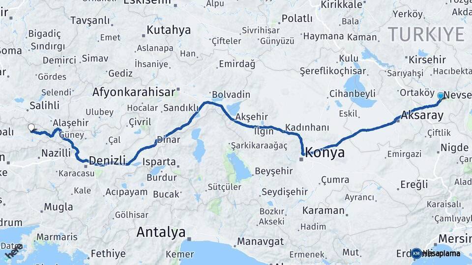 Nevşehir Kiraz İzmir Arası Kaç Km - Yol Haritası