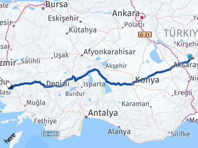 Nevşehir Koçarlı Aydın Arası Kaç Km - Yol Haritası