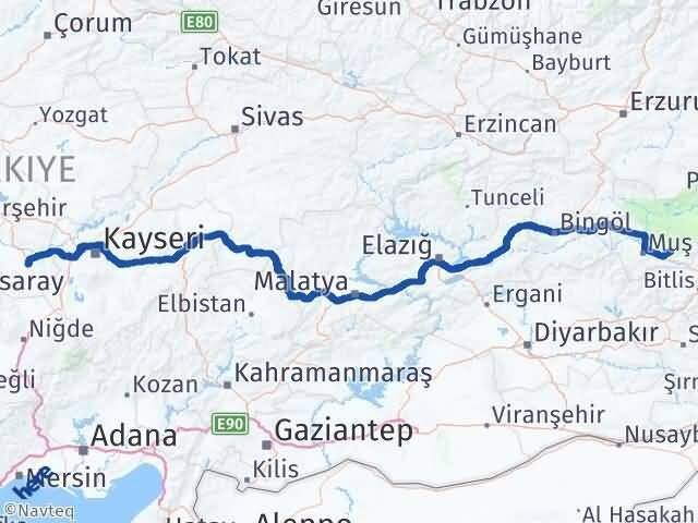 Nevşehir Korkut Muş Arası Kaç Km - Yol Haritası