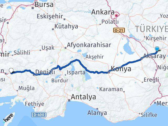 Nevşehir Köşk Aydın Arası Kaç Km - Yol Haritası