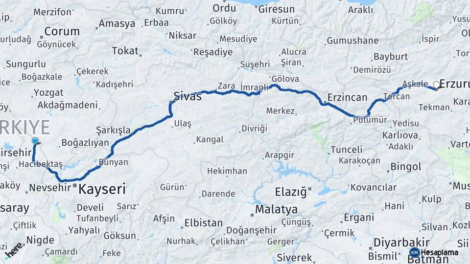 Kozaklı Erzurum Arası Kaç Km - Yol Tarifi