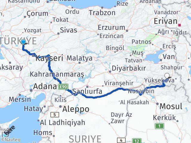 Nevşehir Kozaklı Hakkari Arası Kaç Km - Yol Haritası