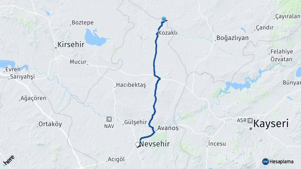 Kanlıca Nevşehir Arası Kaç Km - Yol Tarifi