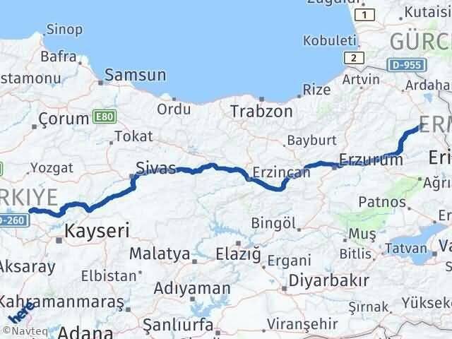 Nevşehir Kozaklı Kars Arası Kaç Km - Yol Haritası