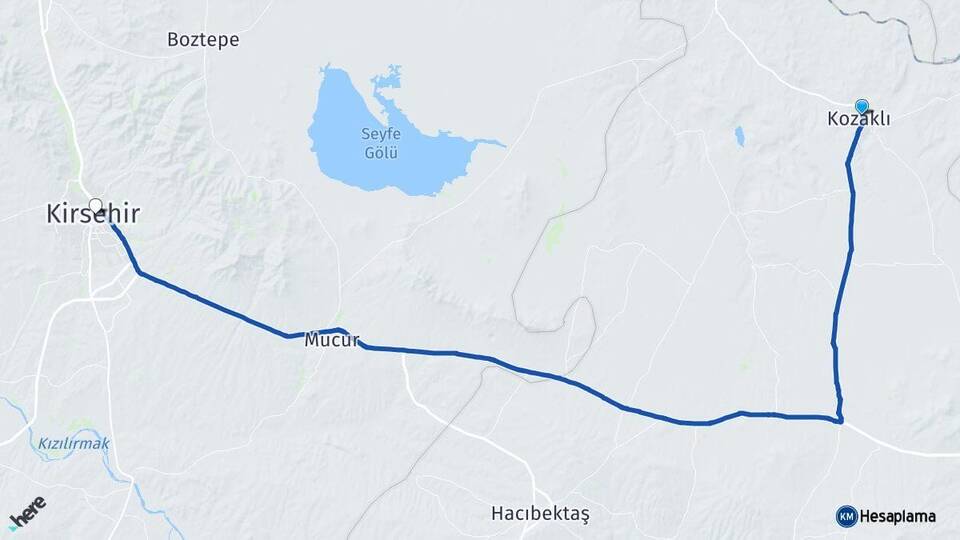 Nevşehir Kozaklı Kırşehir Arası Kaç Km - Yol Haritası