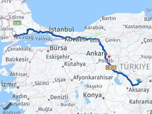 Nevşehir Malkara Tekirdağ Arası Kaç Km - Yol Haritası