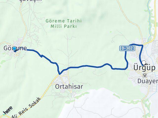 Aydınlı-Orta Ürgüp Arası Kaç Km - Yol Tarifi